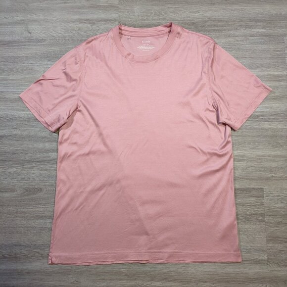 Eton Men's Large Slim Fit T Shirt Pink Filo di Scozia Cotton Solid Base Layer - Picture 1 of 7